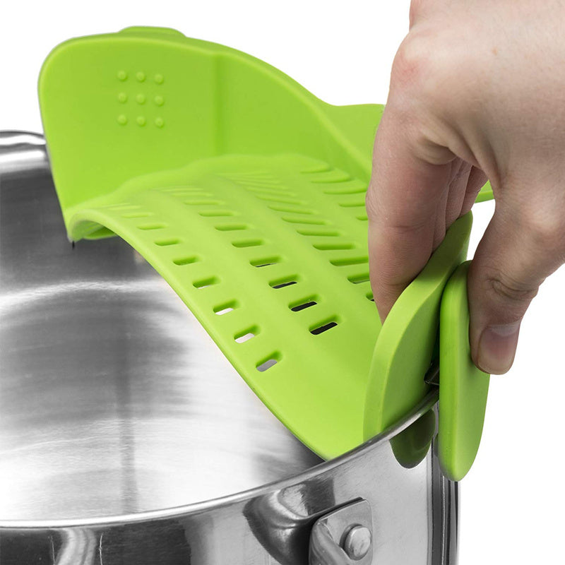 Silicone Clip-on Pan Pot Strainer - Useful Kitchen Gadgets