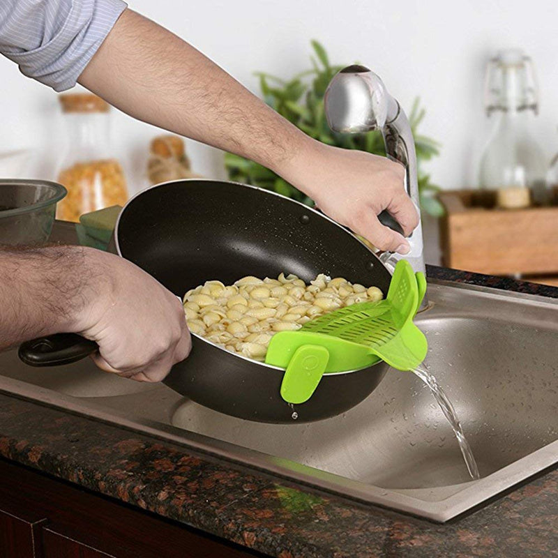 Silicone Clip-on Pan Pot Strainer - Useful Kitchen Gadgets