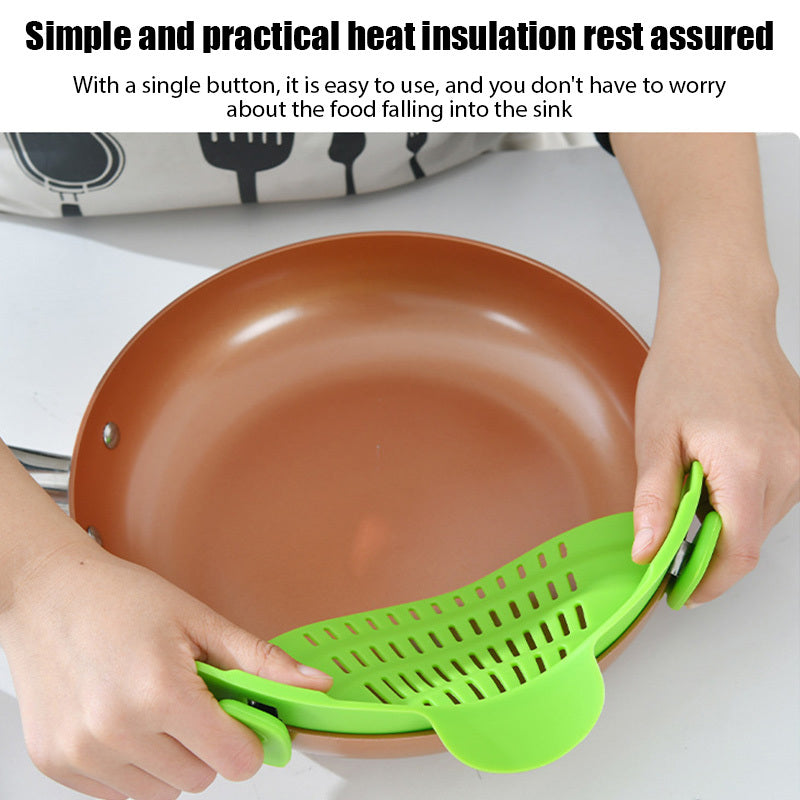 Silicone Clip-on Pan Pot Strainer - Useful Kitchen Gadgets