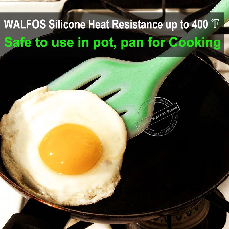 WALFOS Nonstick Silicone Slotted Turner - Flexible Cooking Spatula