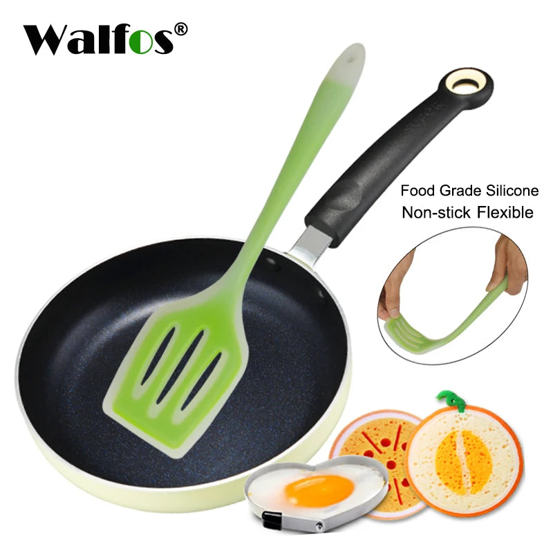 WALFOS Nonstick Silicone Slotted Turner - Flexible Cooking Spatula