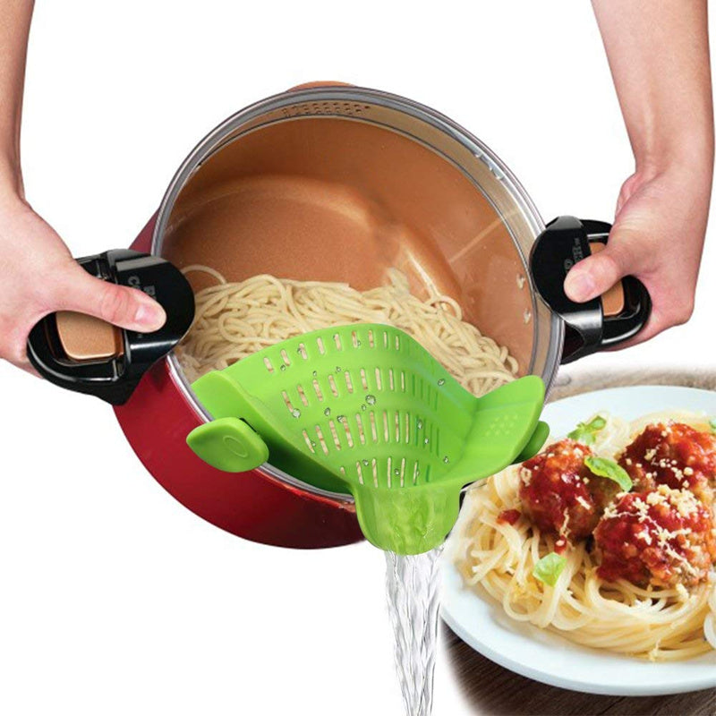 Silicone Clip-on Pan Pot Strainer - Useful Kitchen Gadgets